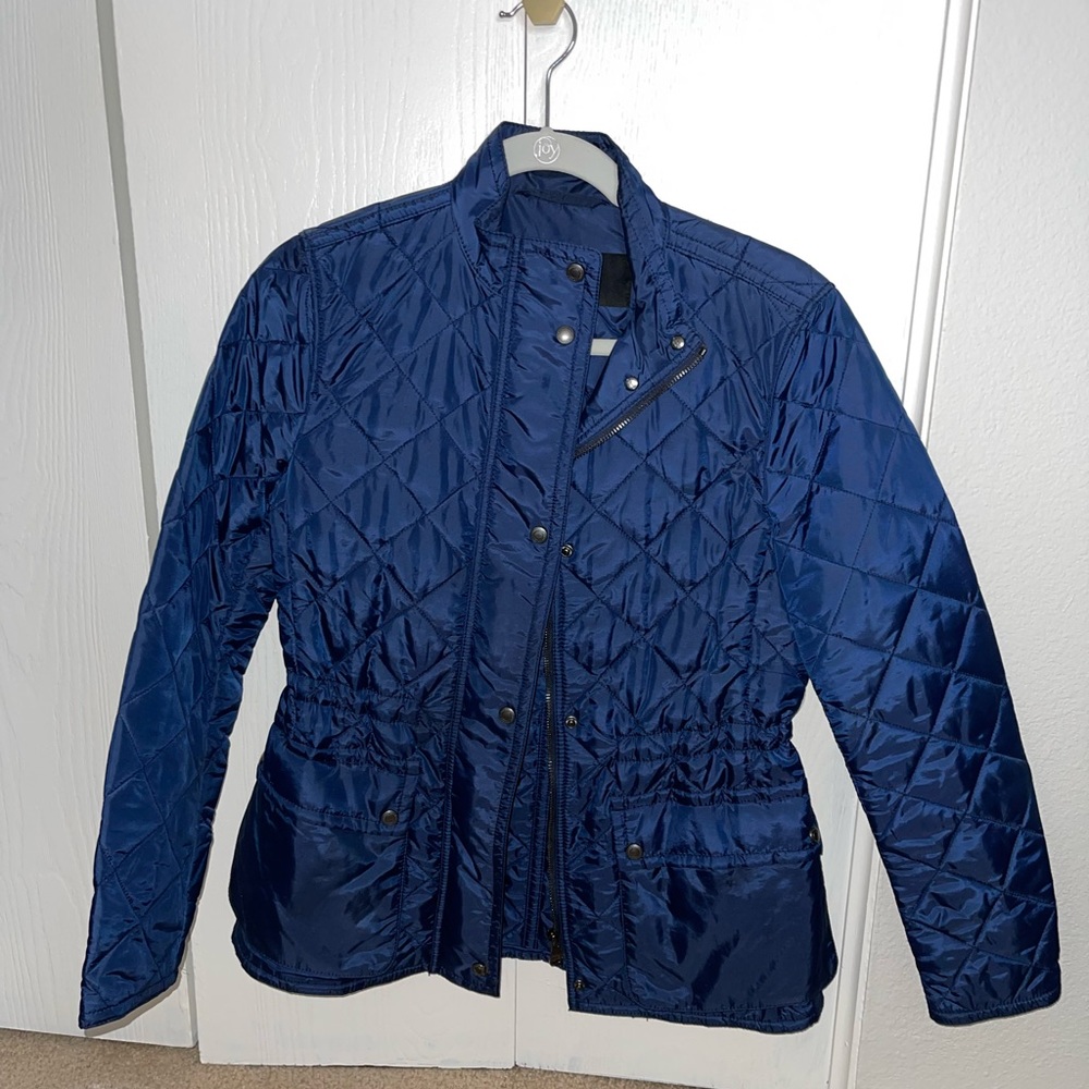 Navy Coach Quilted Coat Jacket Designer XS